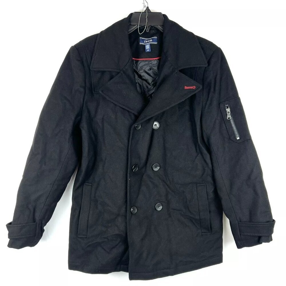Izod Women’s Black Basic Button Up Coat Size Small